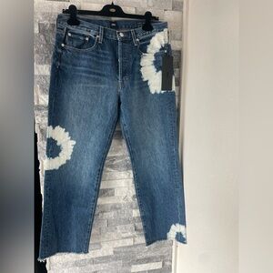 Women's EDWIN NWT Kali Ankle Raw Hem Bleach Jeans-Mirage Blue-31